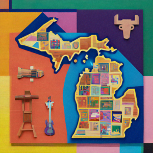 Map highlighting performance locations across Michigan and neighboring states